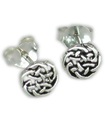 Boucles d'oreilles celtiques rondes en argent sterling .925 x 1 paire de goujons