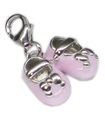 Rosa Schuhe Sterling Silber Emaille Charm mit Clip-Link .925 x 1 THG80029