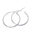 Boucles d'oreilles créoles en tube uni Apx 33 mm en argent sterling .925 x 1 paire