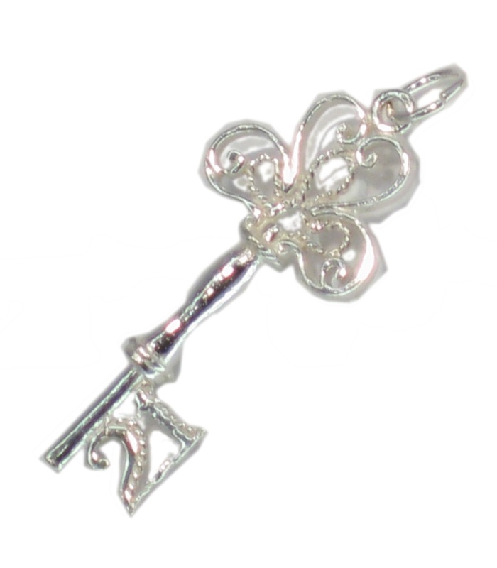 21st birthday key sterling silver charm .925 x 1 Birthdays keys charms