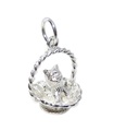 Chaton dans un panier breloque en argent sterling .925 x 1 Chatons Chats breloques