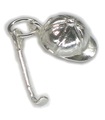 Chapeau d'équitation et breloque en argent sterling Crop .925 x 1 breloques de cavalier