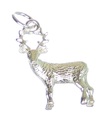 Breloque en argent sterling Cerf .925 x 1 Cerfs avec breloques en bois