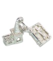 Kościół - Biblia Sterling Silver Charm .925 x 1 Święte Kościoły Biblie Charms