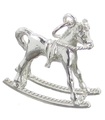 Charm de plata de ley con caballo mecedor .925 x 1 Juguetes Charms de guardería para niños