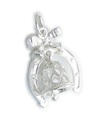 Wedding Bell in a Lucky Horseshoe sterling silver charm .925 x 1 Marriage