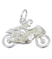 Breloque en argent sterling pour moto .925 x 1 Breloques pour motos et vélos de course