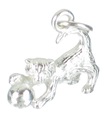 Chaton jouant avec une boule en argent sterling breloque .925 x 1 Chatons espiègles