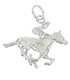 Pferd und Jockey Sterling Silber Charm .925 x 1 Horses Racing Charms