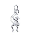 Monkey hanging eating banana sterling silver charm .925 x1 Monkies charms