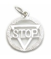 Stop traffic sign sterling silver charm .925 x 1 Transport Signs charms