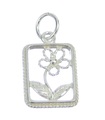 Blume in einem Rahmen Sterling Silber Charm .925 x 1 Blumen Charms