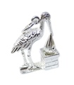 Cigogne livrant bébé breloque en argent sterling cheminée .925 x 1