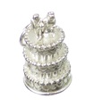 Charme de gâteau de mariage en argent sterling .925 x 1 Charms de gâteaux de mariage