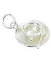 Taza con platillo y cuchara Charm de plata de ley .925 x1 Bebidas Charm de té