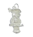 Owl with Mortarboard sterling silver charm .925 x 1 Bird Graduate charms