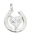 Tête de renard en fer à cheval breloque en argent sterling .925 x 1 fer à cheval tête de renard