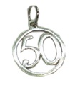 50 Sterling silver charm .925 x 1 - 50th Birthday Anniversary Charms