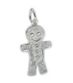 Charm de plata esterlina Hombre de pan de jengibre .925 x 1 Charms de comida de pan de jengibre