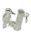 Woodpecker movable sterling silver charm woodpeckers birds charms