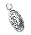 Oval Blumenmuster Sterling Silber Charm .925 x 1 Blumen Charms