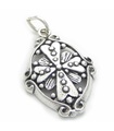 Charm de plata de ley con cruz 2D ornamentada muy inusual .925 x 1 Cruces