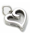 Charm de plata de ley con forma de corazón .925 x 1 Charms de corazones de amor