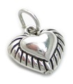 Charm de plata de ley 2D con forma de corazón pequeño .925 x 1 Charms de corazones de amor