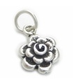 Charm de plata esterlina con flor rosa .925 x 1 Colgantes de flores de rosas