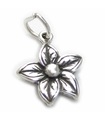 Bloem kleine 2D sterling zilveren bedel .925 x 1 Bloemen bedels