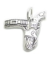 Gun - Revolver In Holster 2D Sterling Silber Charm .925 x 1 Pistolen Charms