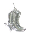 Breloque en argent sterling pour bottes de cowboy 2D .925 x 1 Breloques pour chaussures de cowboy