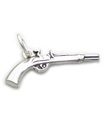 Pistol Gun 2D sterling silver charm .925 x 1 Flintlock stil vapen charm