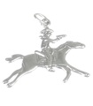 Cowboy auf Pferd Sterling Silber großer Charm-Anhänger .925 x 1 Cowboys