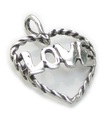 Cuore d'amore in un ciondolo in argento sterling con cornice di corda .925 x 1