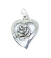 Roos met hartje sterling zilveren bedel .925 x 1 Hearts & Roses bedels