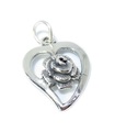 Charm Corazón con Rosa en plata de ley .925 x 1 Charms Rosas y Corazones