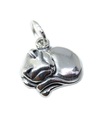 Schlafende Katze Sterling Silber 2D Charm .925 x 1 Schlafendes Kätzchen Charms