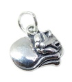 Kätzchen schlafen 2D Sterling Silber Charm .925 x 1 Katzen schlafen Charms