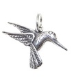 Hummingbird 2D sterling silver charm .925 x 1 Humming Bird charms