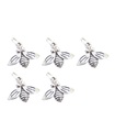 Pack of 5 Bees 2D sterling silver charms .925 Insect and Bee charm