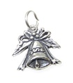 Festliche Weihnachtsglocke 2D Sterling Silber Charm .925 x 1 Glocken Charms