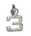 Numéro 3 PETITE breloque en argent sterling .925 x 1 Numéros trois