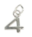 Nummer 4 TINY charm i sterling silver .925 x 1 Nummer fyra