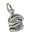 Bunny Rabbit 2D Tiny charm i sterling silver .925 x1 Bunnies Rabbits