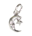 Mond mit Stern TINY Sterling Silber Charm .925 x 1 Mond Sterne Charms