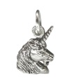 Charm de plata esterlina con cabeza de unicornio .925 x 1 Charms de unicornios diminutos