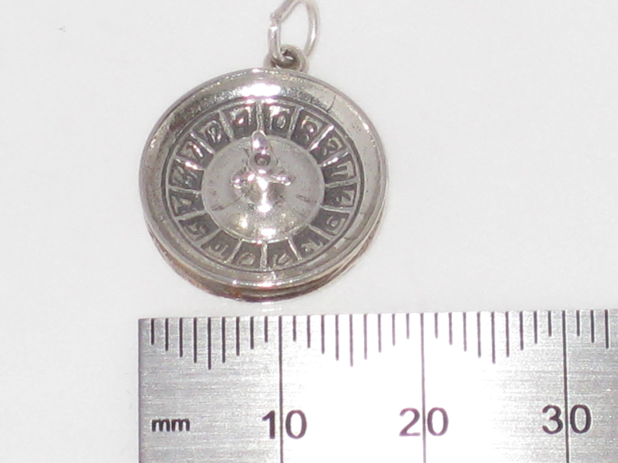 Roulette wheel sterling silver charm .925 x 1 Gambling Casino charms