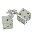 A pair of dice solid sterling silver charm .925 x 1 pair Die Dye charms