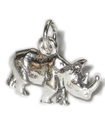 Noshörning charm i sterling silver .925 x 1 Rhino Rhinos Rinos charm